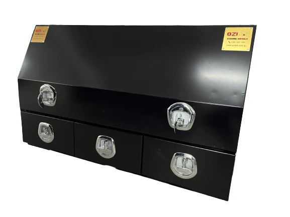 1400MM Half Door + 3 Drawer - Aluminium Tool Box Black - Image 3