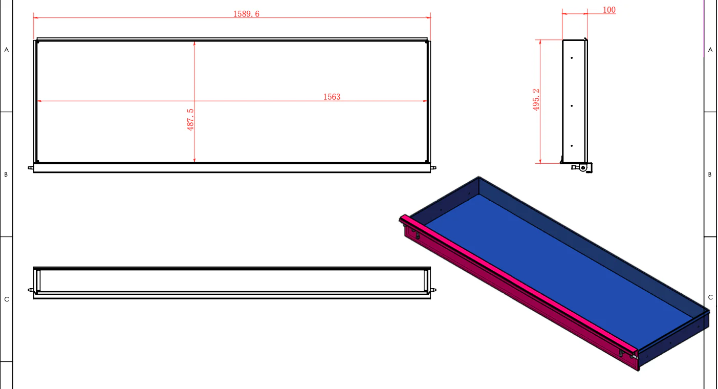 1700MM Full Door W/Drawer-Aluminium Tool Box Black - Image 9
