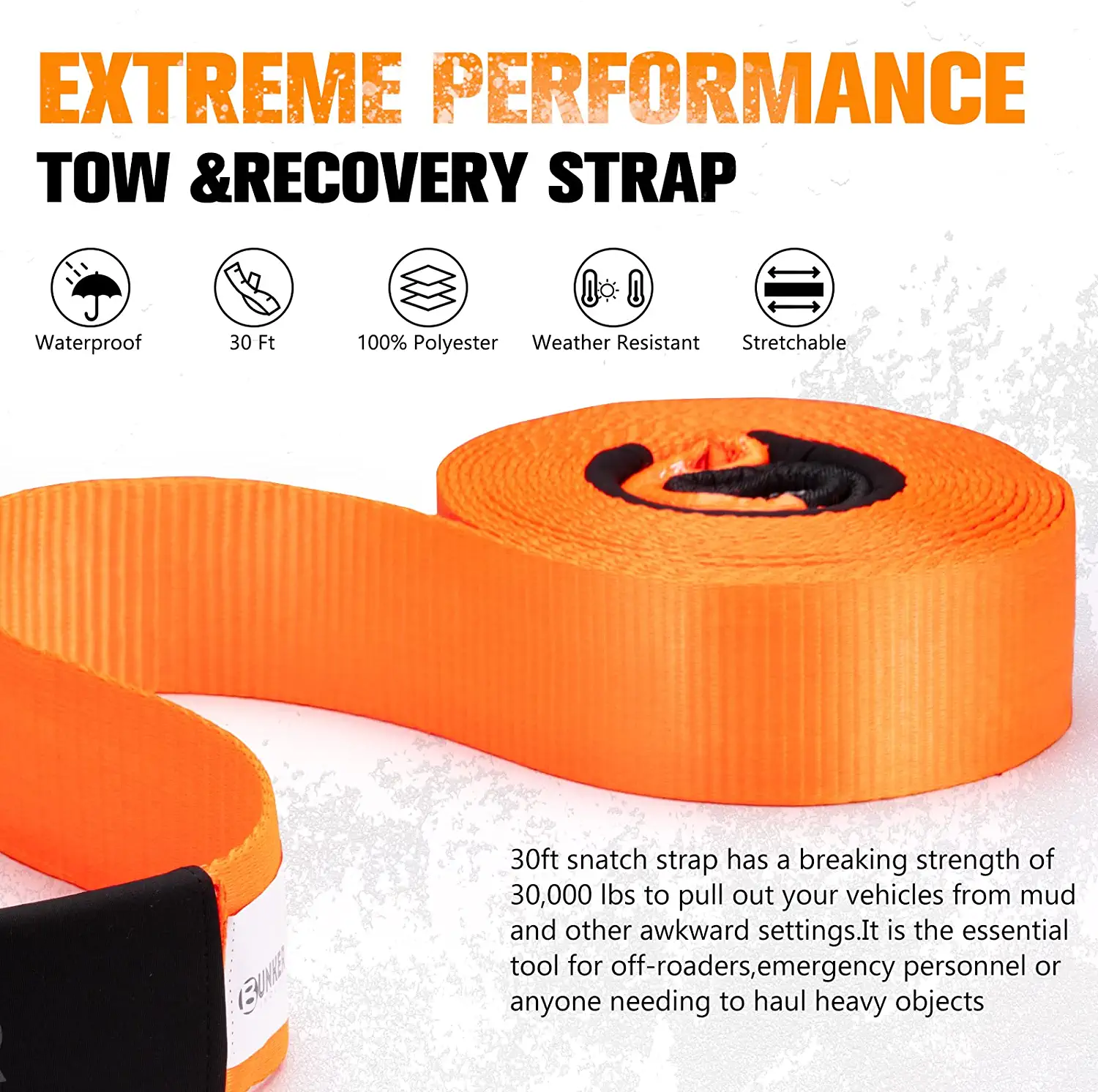 30ft Orange Snatch Strap - Image 3