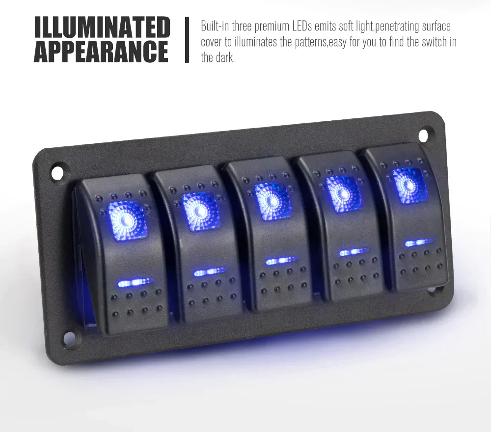 5 Gang Rocker Switch Panel 12V 24V (Online Only) - Image 4