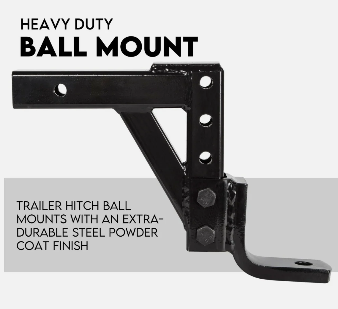 Adjustable Drop Tow Bar Ball Mount Tongue Hitch Trailer Car 3500KG - Image 2