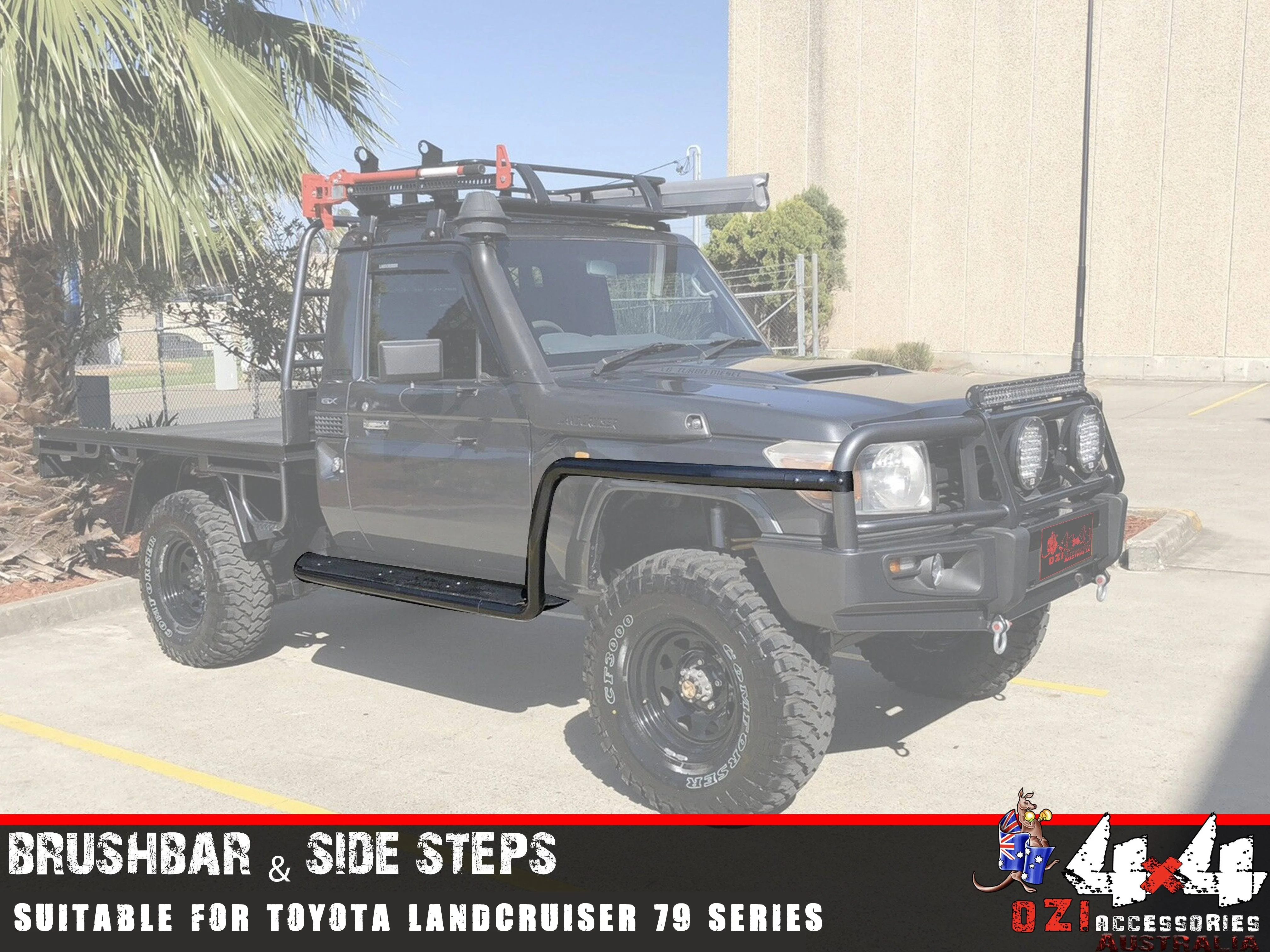 Adjustable Single Cab Sidesteps and Brush Bars Suitable For Toyota Land Cruiser 79 Series 2007- 2016 - Image 4