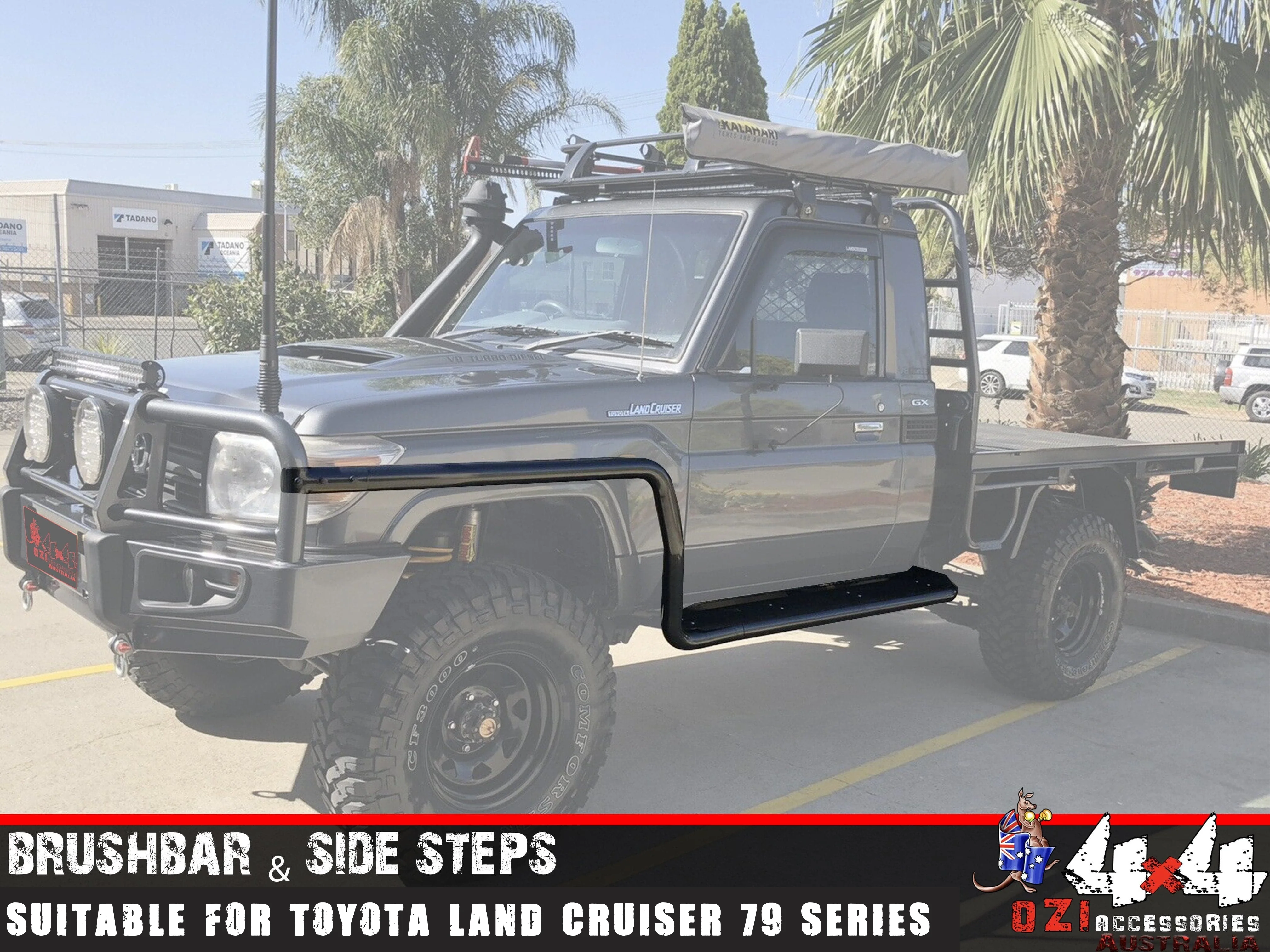 Adjustable Sidesteps+Brush Bars Suitable For Toyota Land Cruiser 79 (Single Cab) Series 2007+ - Image 5