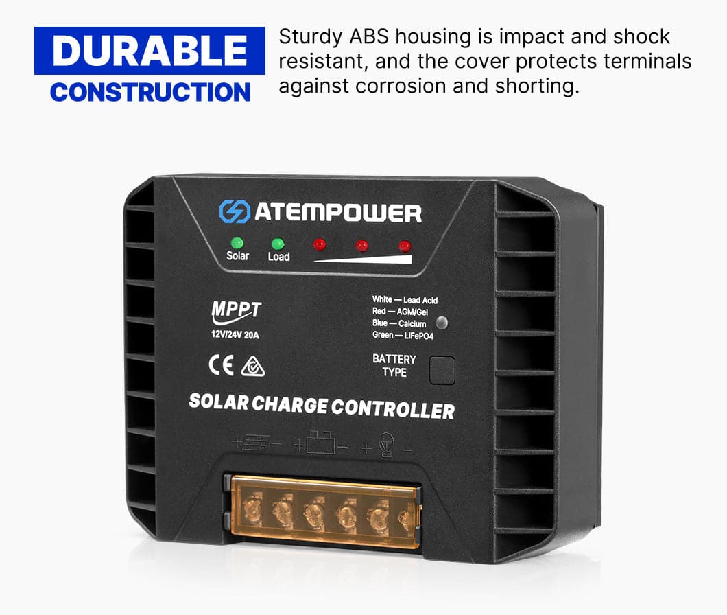 ATEM POWER 20A MPPT Solar Charge Controller Regulator 12V/24V Lithium Compatible - Image 3