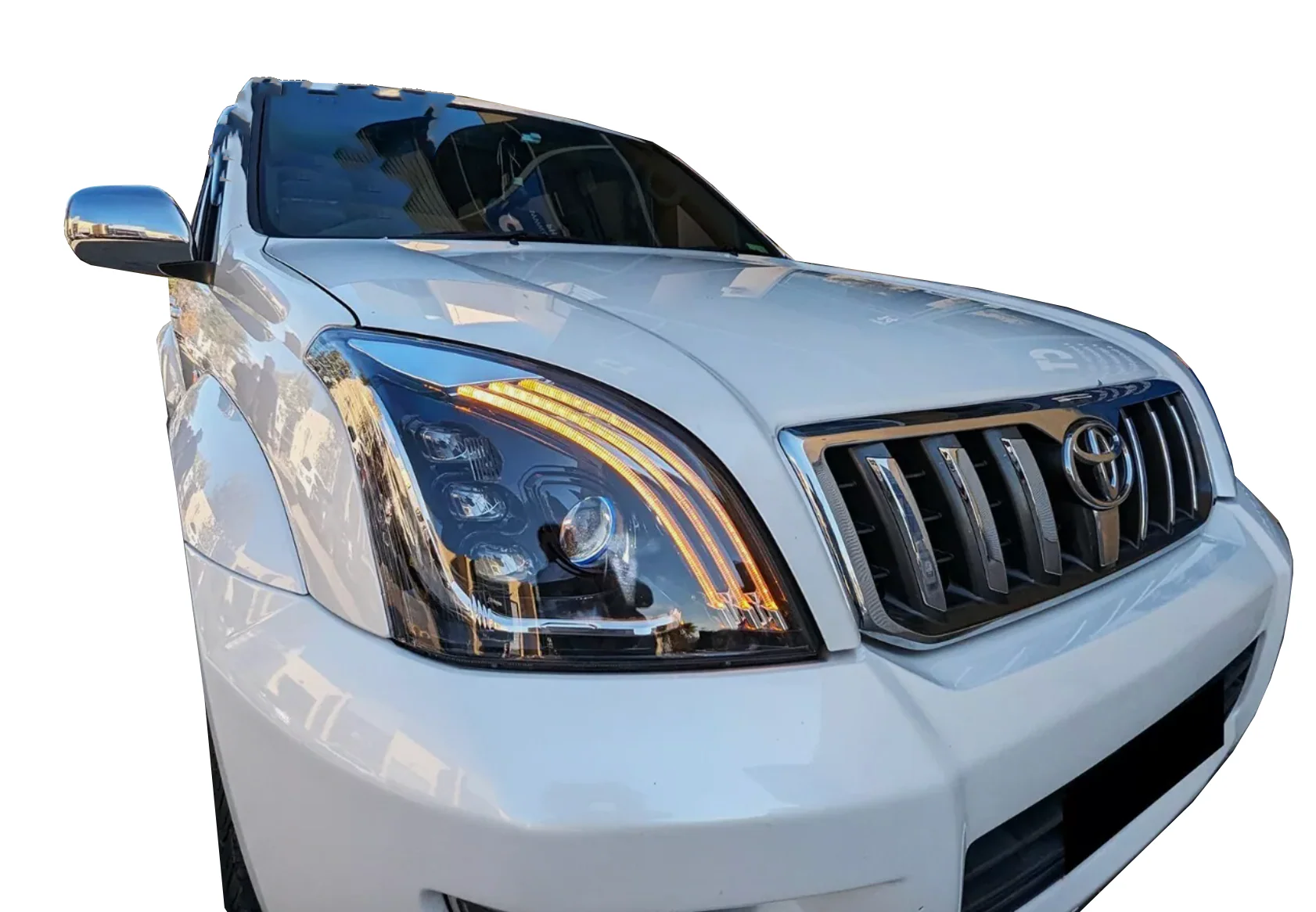 LED DRL Twin Projector Head Lights Suitable For Toyota Prado FJ120 2003-2009 - Image 2