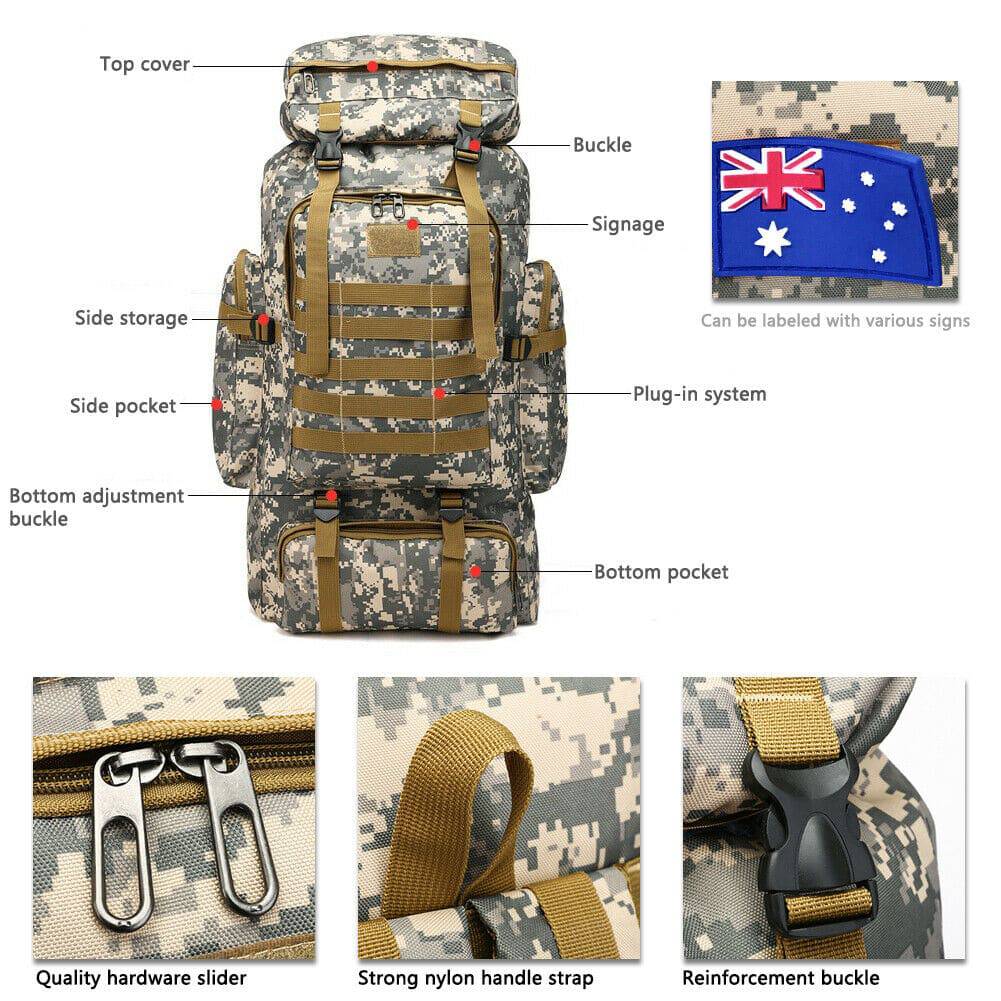 City Camo Tactical Backpack 80L (Online Only) - Image 4
