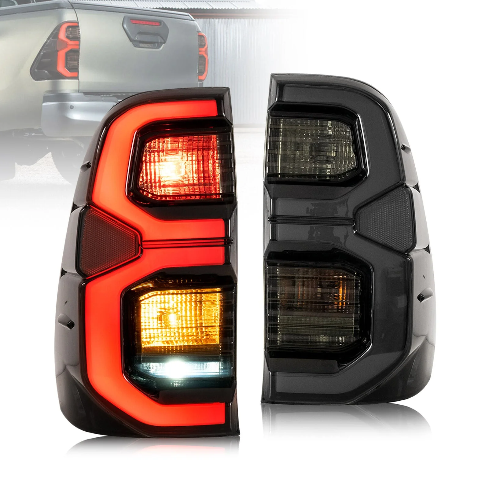 Headlights + Smoke Tail Lights Set Kits Suitable For Toyota Hilux Vigo 2015-2020 - Image 4