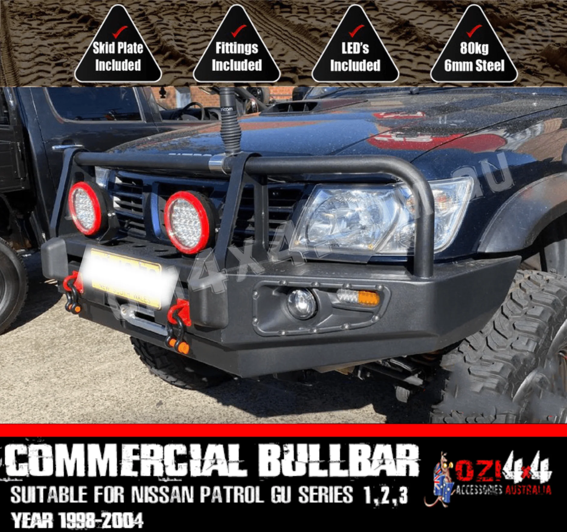 Commercial Bullbar Suits Nissan Patrol GU Series 1,2,3 1998-2004 - Image 2