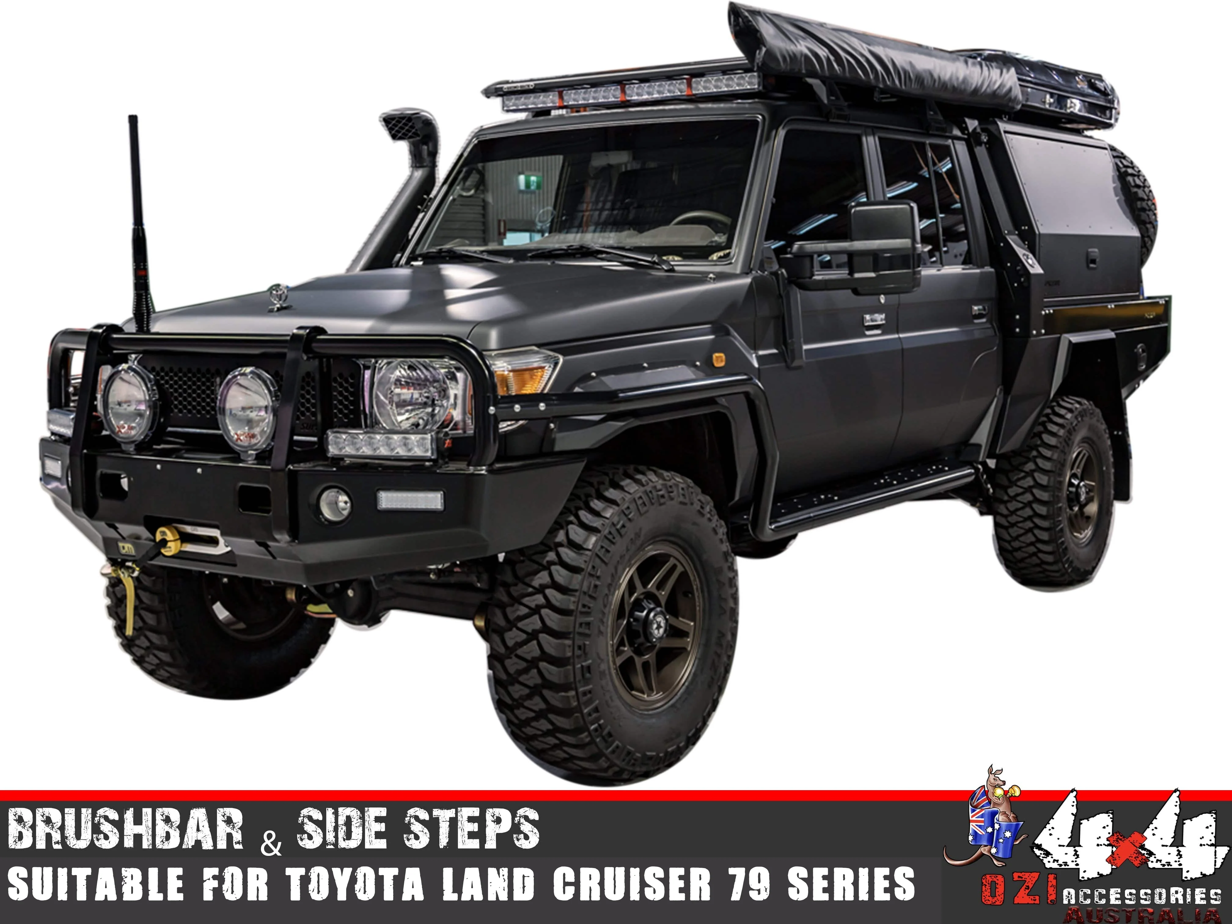 Fixed Mount Side Steps + Brush Bars Suitable For Toyota Land Cruiser 79 Series 2007-2016 (Dual Cab) - Image 12