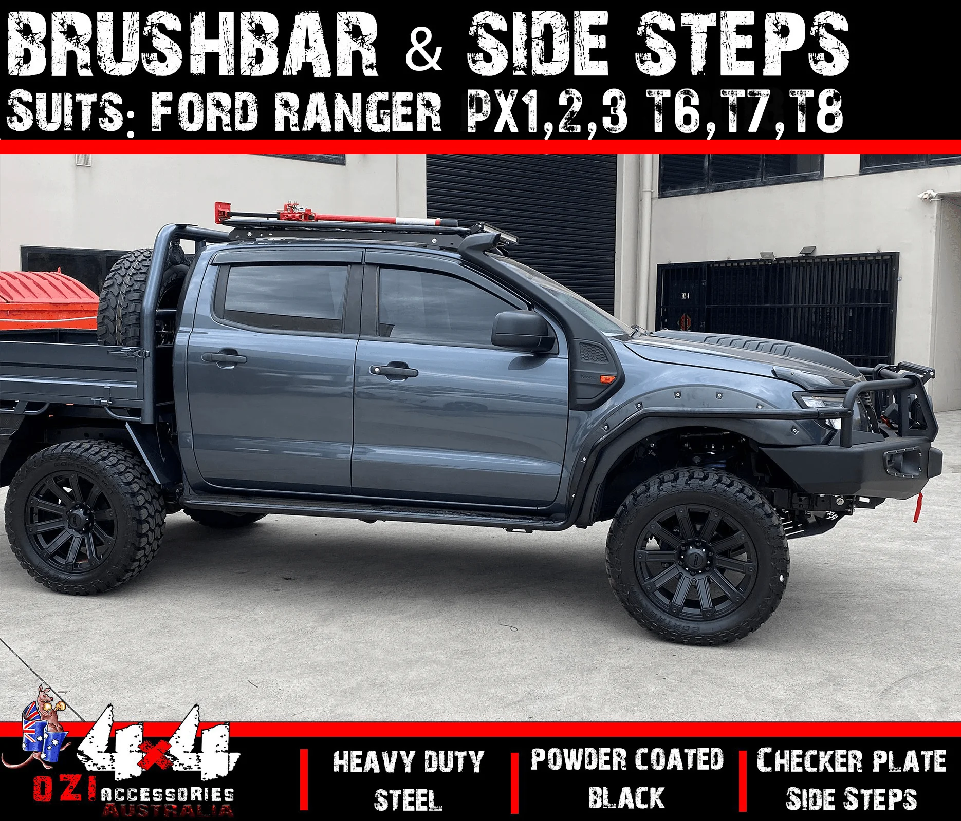 Side Steps & Brush Bars Suits to Ford Ranger PX1,2,3 Dual Cab - Image 5