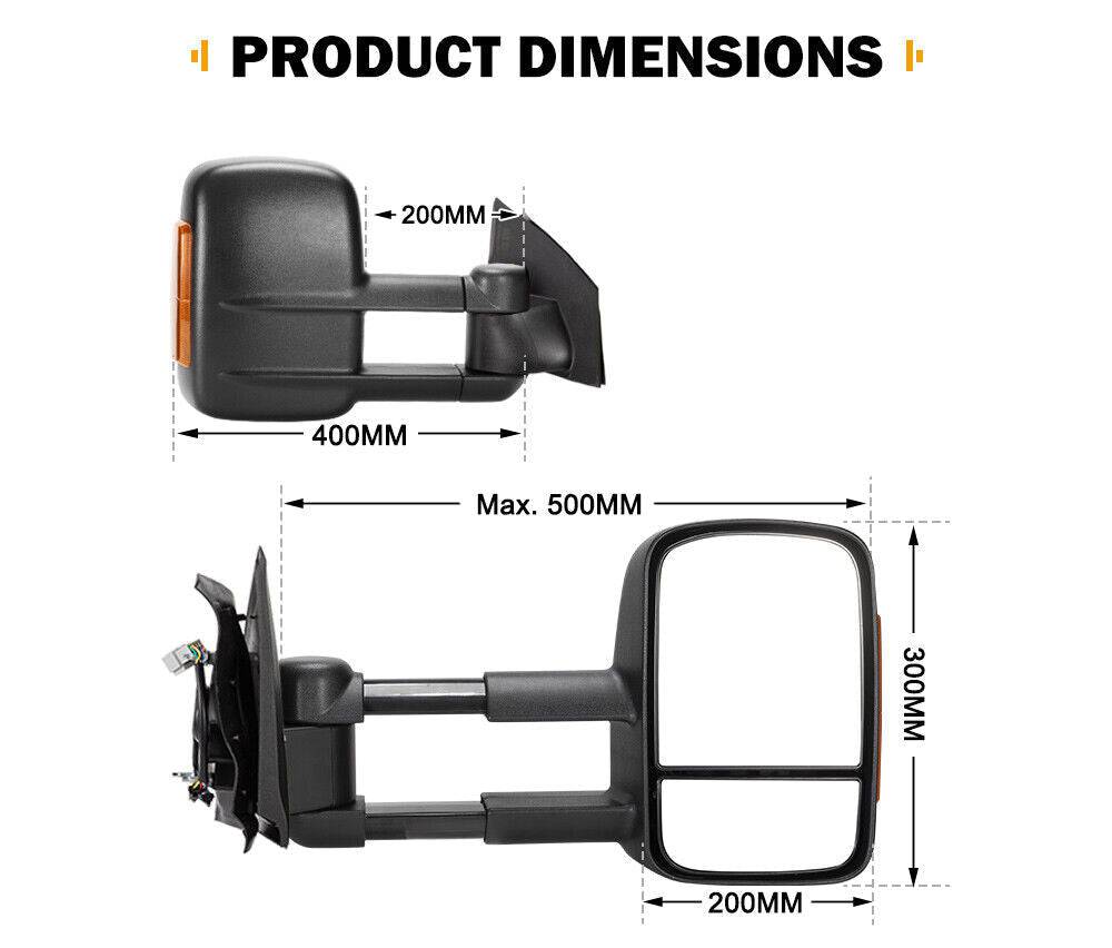 Extendable Towing Mirrors Suits Volkswagen Amarok 2009+ (Non Blinker) - Image 14