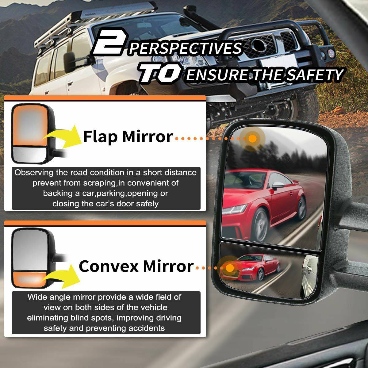 Extendable Towing Mirrors Suits Volkswagen Amarok 2009+ (Non Blinker) - Image 28