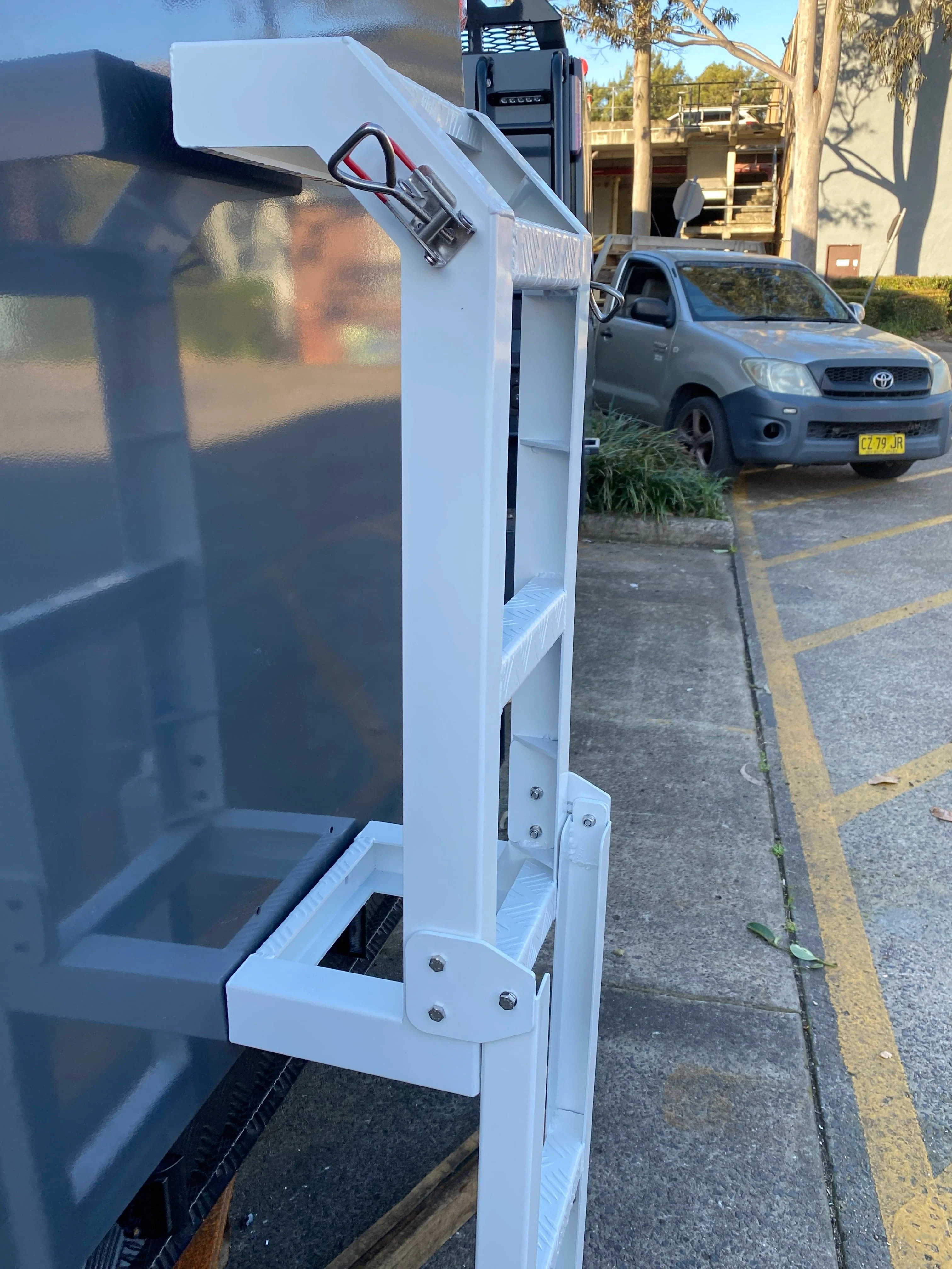 Fold Down Rear Canopy Ladder Rack White - Image 11