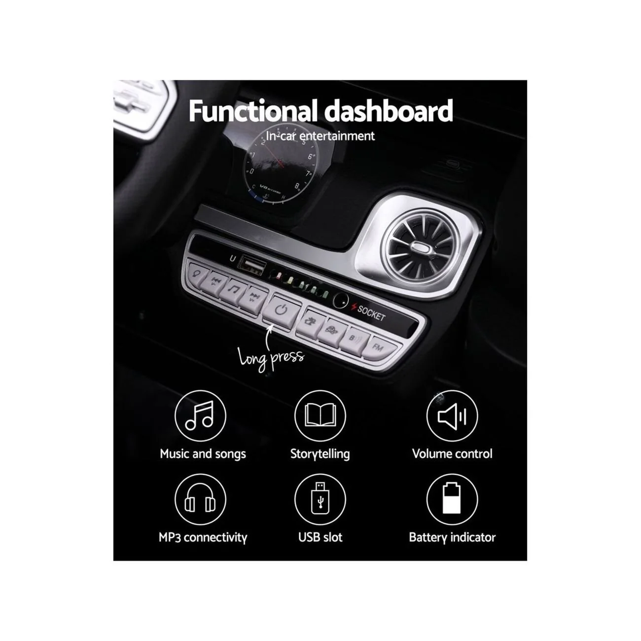 Kids Ride-On Mercedes Benz AMG G63 12V with Remote Control – Black - Image 6