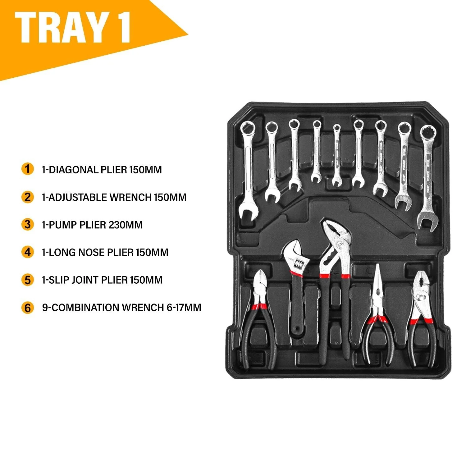 MasterSpec 1180pcs Tool Box Trolley Set - Image 2