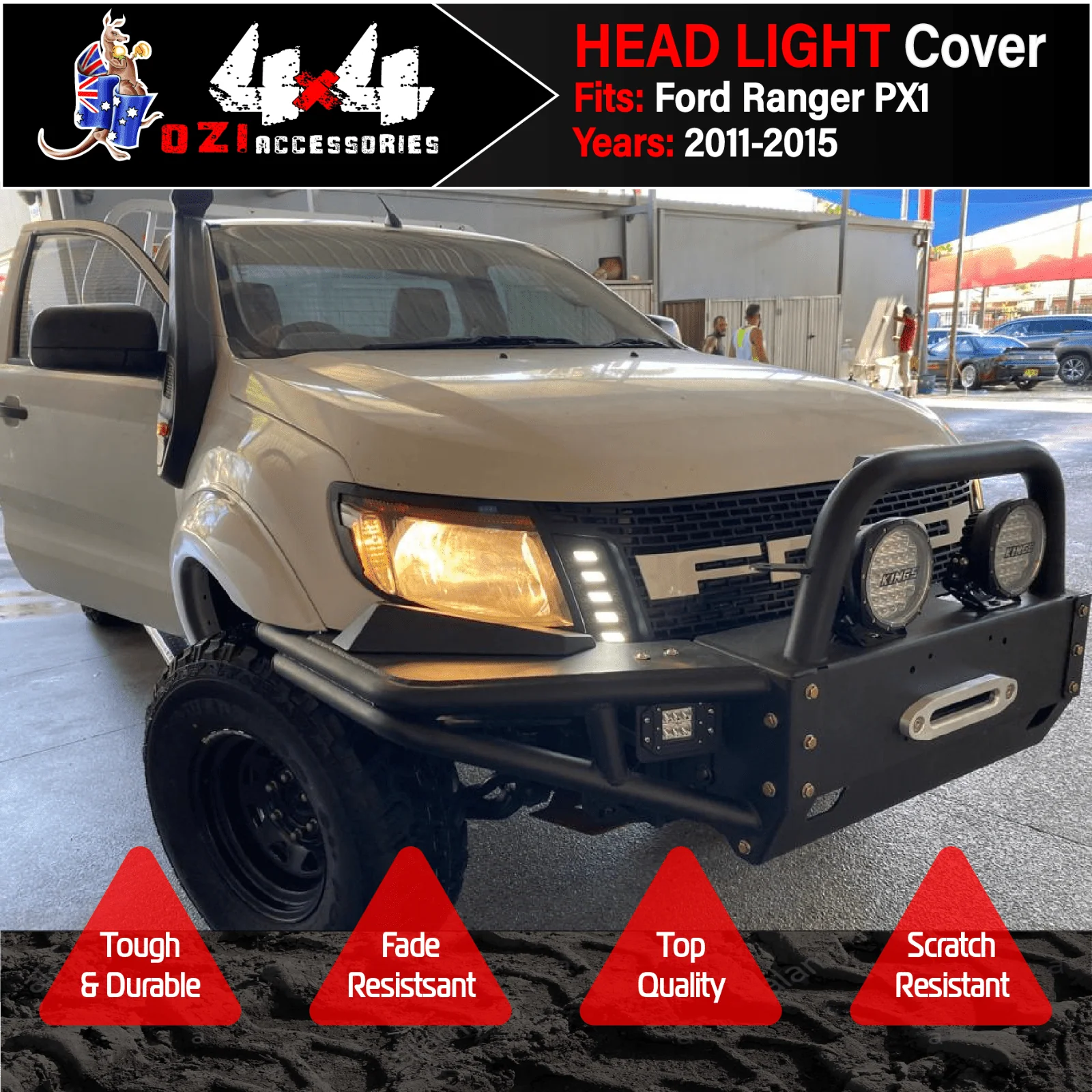 Pair Head Light Trim Suits Ford Ranger PX1 2011-2015 - Image 6