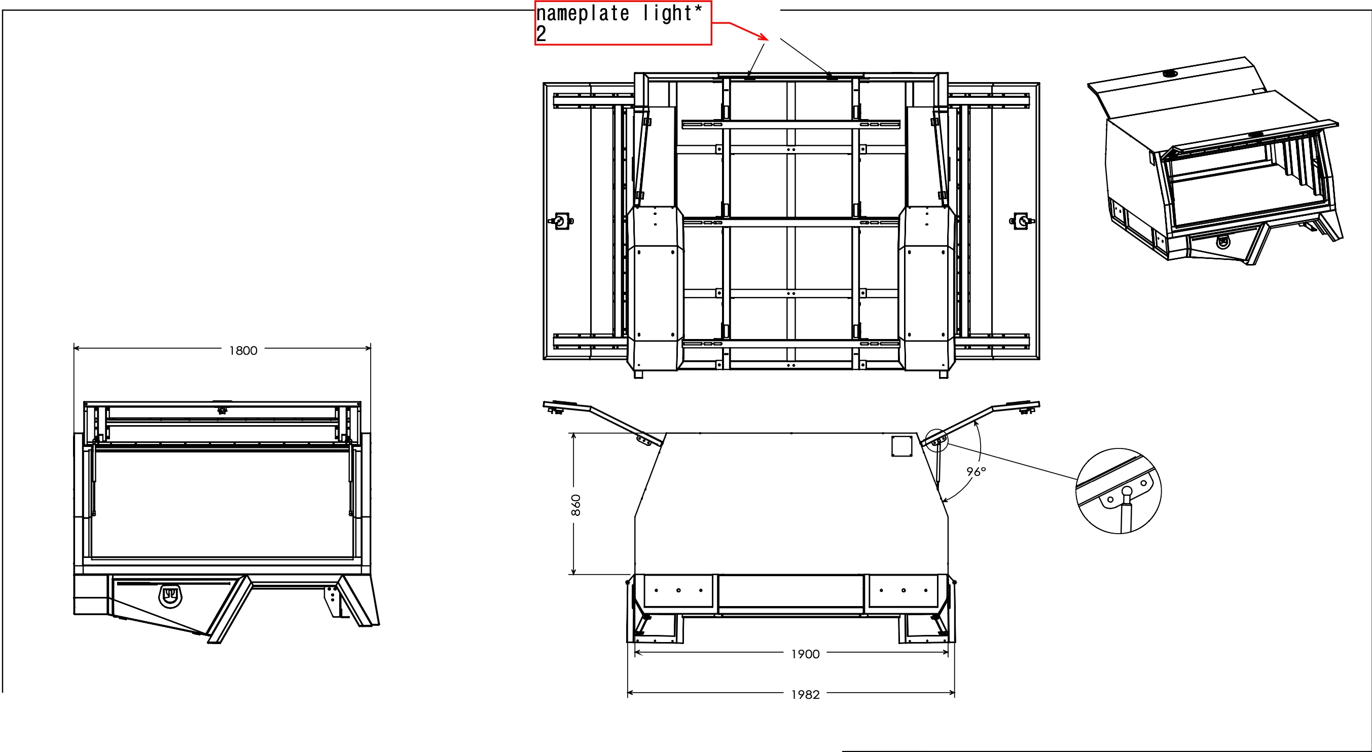 Hammertone Service Body 3000 Tray + Canopy One Unit System - Image 67