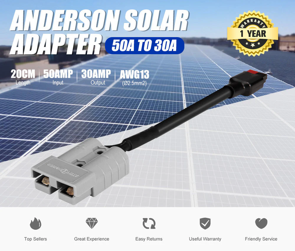 Solar Cable Connector 50A to 30A Anderson-Style Solar Adapter Plug - Image 2