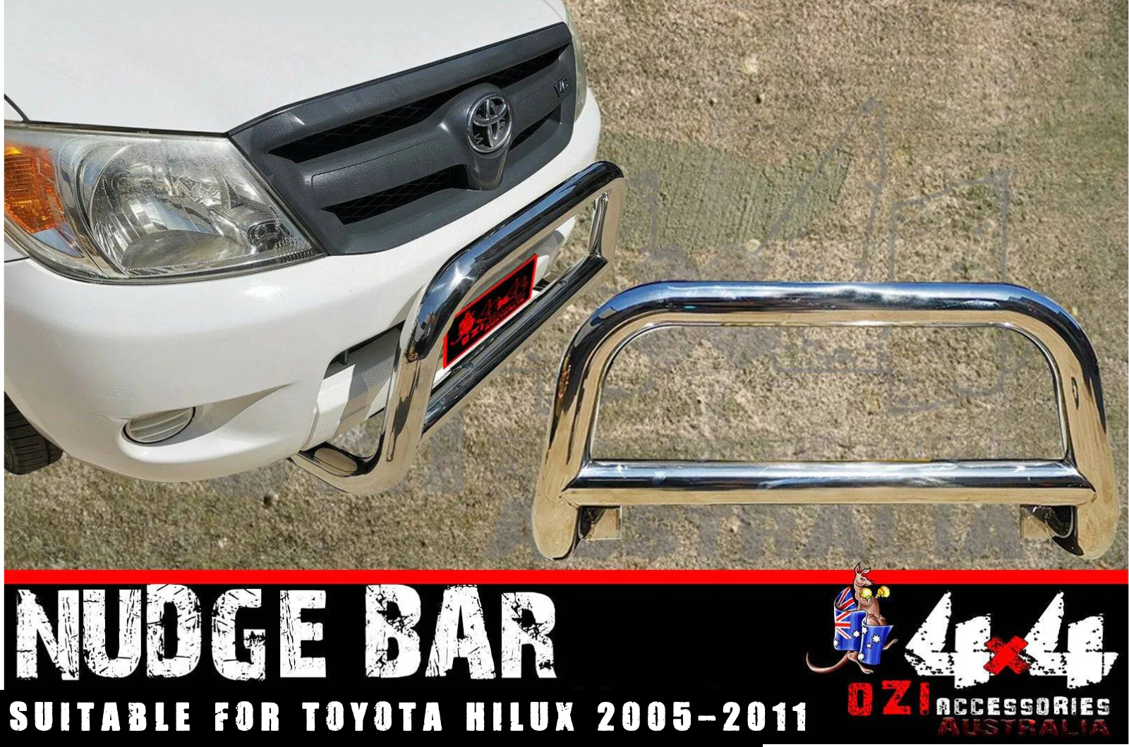 Stainless Steel Nudge Bar Suitable for Toyota Hilux SR & SR5 2005-2011 - Image 6