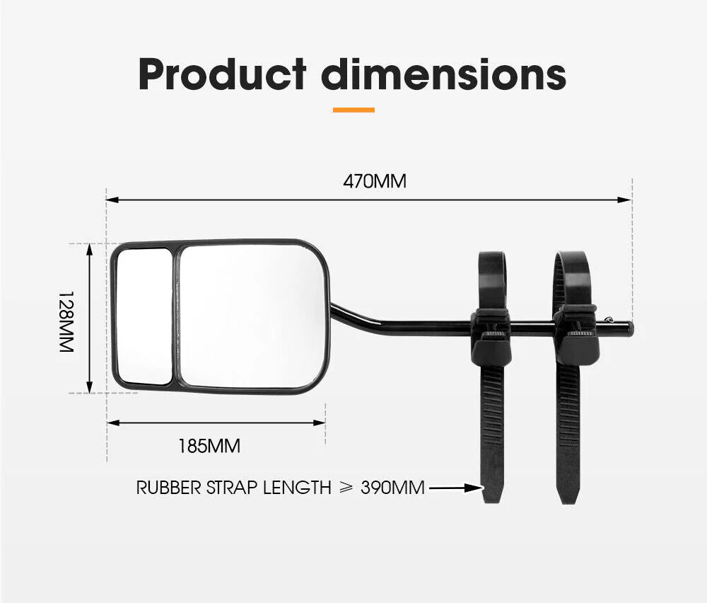 Towing Mirrors Pair Clip on Multi Fit Clamp On Towing Caravan 4X4 Trailer - Image 10