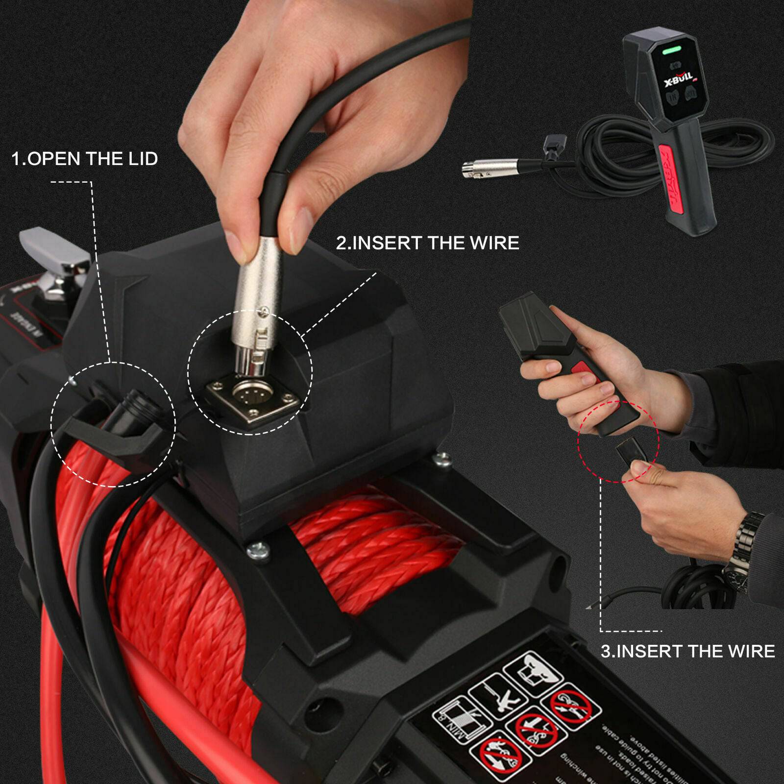 Electric Winch 12V 14500LBS/6577KG Synthetic Rope Remote Truck 4x4 4WD (Online Only) - Image 3